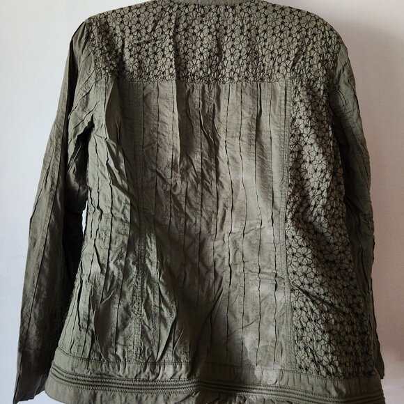 Additions by Chico's fashion jacket sz 1 sz 8 10 olive green nice condition. - Picture 3 of 3